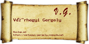 Várhegyi Gergely névjegykártya